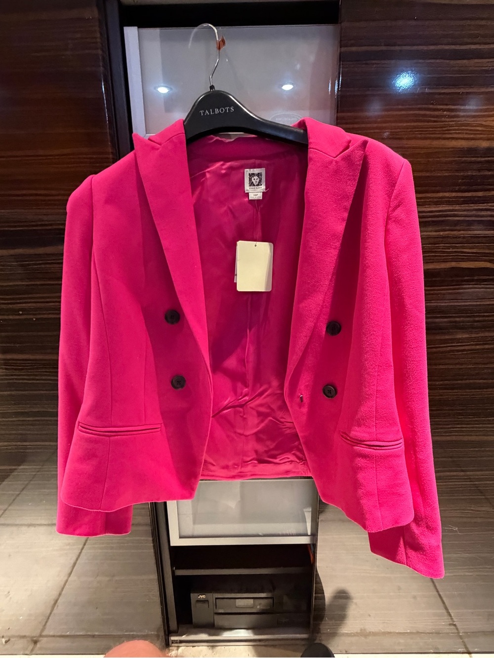 Anne Klein Hot Pink Double Breasted Tailored Blazer Jacket NWT